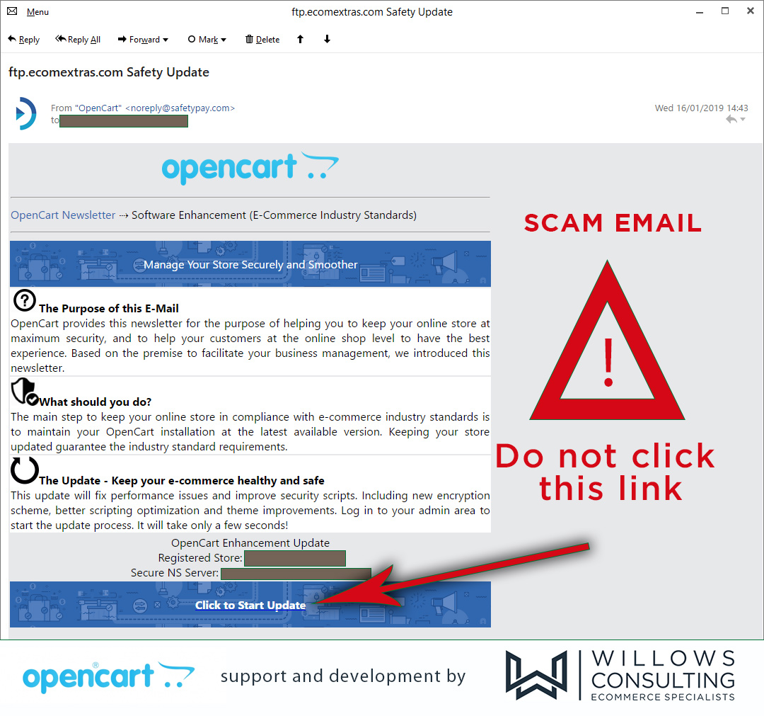 opencart security email scam