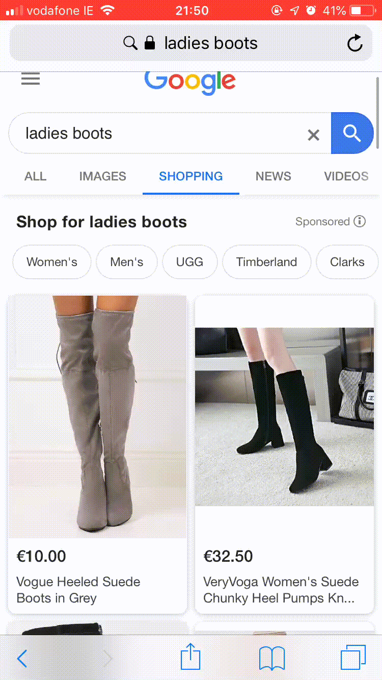 Google Shopping Scrolling